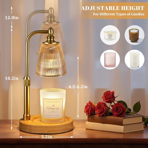 Hong-in Amber Candle Warmer Lamp with Timer Dimmable,Birthday Gifts for Women Sister,House Warming Gifts New Home,Adjustable Height Wax Melt Warmer for Jar Candles,Ideal for Office,Bedroom Home Decor - Image 4