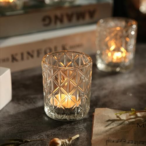 72 Pack Votive Candle Holders, Vintage Glass Clear Candle Holder for Table - Image 6