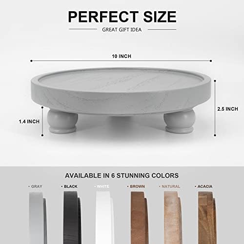 EOSAHR Wood Display Riser: Pedestal Stand for Modern Farmhouse Decor, Gray - Image 6