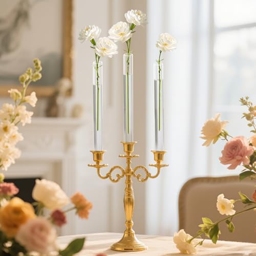 6 Pack 7.9” Acrylic Bud Vase — Striped Cylinder Bud Vase for Taper Candlesticks, Flower Vase with Silicon Rubber Case Fits Candlestick Size 20-22mm, Perfect for Tablescapes, Weddings & Home Decor - Image 3