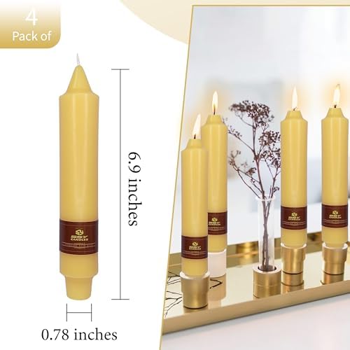 Beeswax Taper Candles 7 inch Beeswax Taper Candlesticks 4 PCS Short Candlesticks Smokeless Tapered Candle for Home Dinner Party Decoration - 8 Hour Burn Time - Image 4