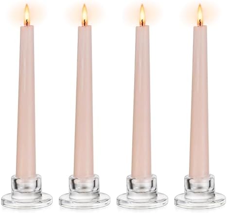 Glasseam Glass Tapered Candlestick Holders: Small Taper Candle Holders Set of 4 Clear Candle Sticks Holder for Table Centerpiece Short Modern Candle Holder for Wedding Christmas Home Decoration by Glasseam