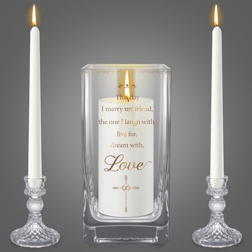 Foldtier 3 Pcs Wedding Unity Candle Set for Church Ceremony, Cross by FoldTier