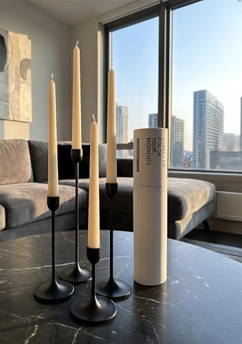 12pk 10" Classic Taper Candles, Ivory, 7-8 Hours Long Burning, Unscented Tall Candlesticks - Image 4