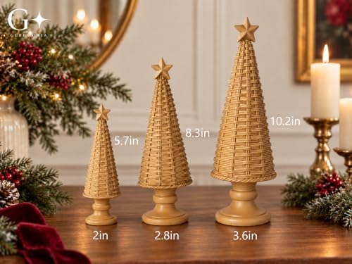 3PCS Christmas Tree Figurines, Woven Style Tabletop Decor Gift - Image 2