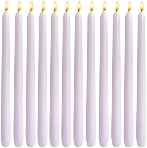 12-Pack Pale Purple Taper Candles, 10 Inch Unscented Dripless Candlesticks, Long-Lasting Burn Time of 6-7 Hours, Perfect for Home Décor, Weddings, and Events by SihuidaInspiredbyLove