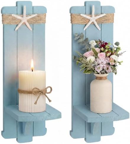 Alphatool Handmade Wooden Candle Sconces Set of 2 Farmhouse Wall Decor by Alphatool