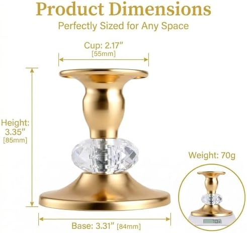 Candlestick Holders Taper Candle Holders, Candle Stick Candle Holder for Table Centerpiece, Wedding Reception, Festive Christmas Mantel Decoration or Home Decor(Gold, 3 Sets(6 Pcs)) - Image 2