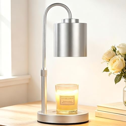 CASTLELIFE Candle Warmer Lamp with Timer & Dimmer, Height Adjustable Electric Wax Melt Warmer for Jar Candles, Gifts for Mom Home Decor, Silver by CASTLELIFE