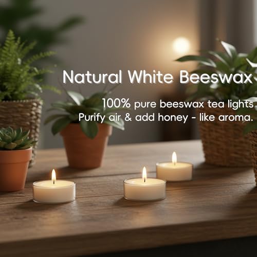 Beeswax Tea Lights Candles 16 Pack, 4 Hours Clean Burn - Image 6