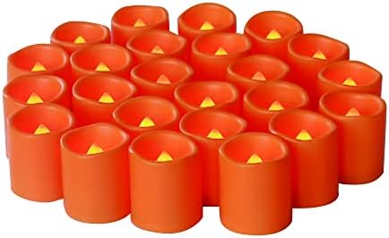 Orange Battery Operated Flameless LED Votive Candles for Halloween 24 Pack by CANDLE+CHOICE