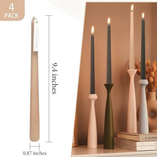 10 Inch Gradient Brown Taper Candles Hand Poured Smokeless Chocolate Coffee Scented Long Tapered Candles for Morning Coffee Ritual Breakfast Table Kitchen Island Café Atmosphere - Image 4