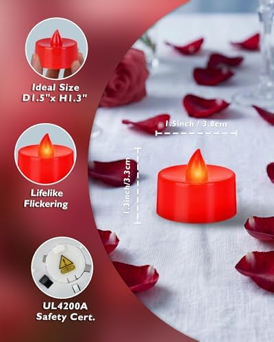 Homemory 24-Pack Red Flameless Battery Tealight Candles, 200+ Hours - Image 2