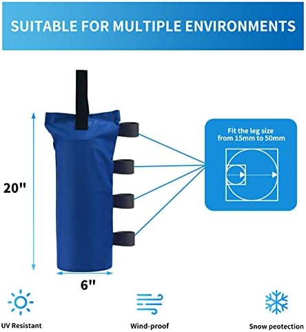 Joramoy Heavy Duty Canopy Weight Bags(120LBS), 4Pcs Blue(Without Sand) - Image 4