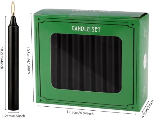 YOROXRG Set of 40 Black Candles – Spell Chime Candles for Halloween, Rituals, Prayer, Birthdays, Meditation, Altar - 4 Inch Tall, Unscented - Image 4