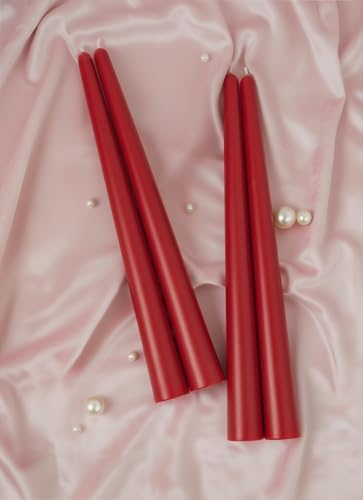 10" Classic Taper Candles, Red, 4-Pack, 7-8 Hours Long Burning, Unscented Tall Candlesticks - Image 3