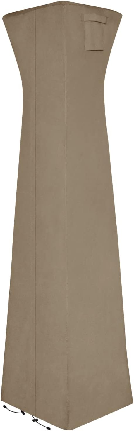Easy-Going Pyramid Torch Patio Heater Cover with Zipper and Storage Bag, Waterproof Outdoor Heater Cover Dustproof, UV-Resisant, Wind-Resistant (90"H x 23"L x 23"W, Camel)