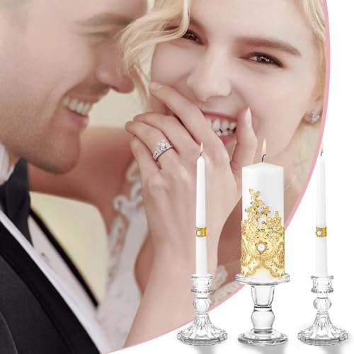 Unity Candle Holder - Glass Candle Holders for Pillar Candles Taper Candles, Glass Candlestick Holders Set of 3, Decorative Clear Glass Candlestick Holder for Wedding Table Dinning Church Centerpiece - Image 6