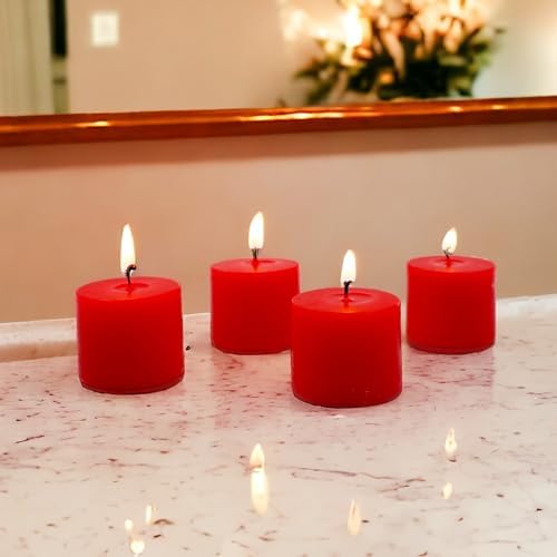 Hosley Set of 30 Unscented Pressed Red Votive Candles – Bulk Pack, Clean-Burning, Long-Lasting 10-12 Hour Burn Time – Ideal for Weddings, Home Décor, Spa, and Events - Image 4