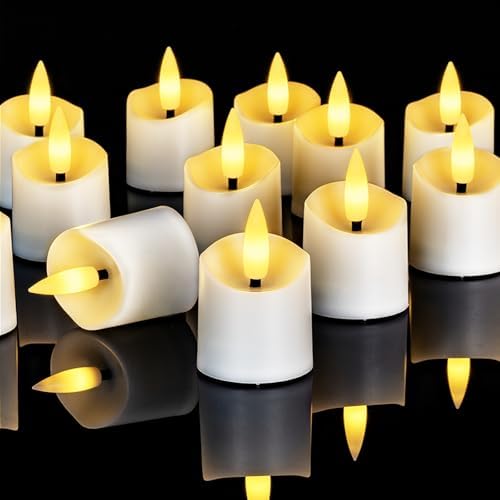 Homemory 12 Pack Timer LED Flameless Votive Tealights, White Base by Homemory