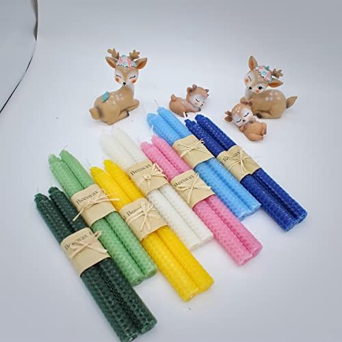 Set of 14 Colorful Beeswax Taper Candles, 9 Inch Tapered Candles Ideal as Dinner Candles - Smokeless and Unscented Taper Candles LoWedding,Dinner, Home Décor - Image 2