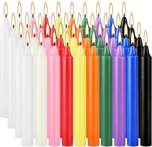 Howemon 40 Pack Assorted Color Spell Chime Candles, 4 Inch Mini Taper Candles for for Home Decor Kitchen Decor Wedding Decoration-10 Colours by Howemon