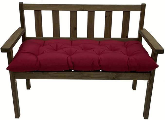 Srutirbo Indoor Outdoor Bench Cushion, Waterproof Swing Cushion Seat Chair Replacement Pads Pillow for Lounger Garden Furniture Patio Metal Wooden (Burgundy, 39 * 20inch)