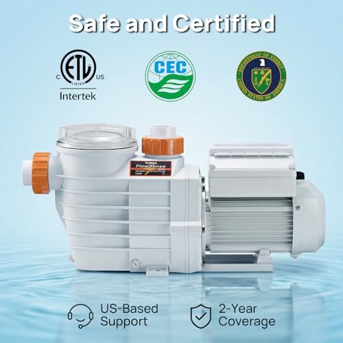 TURBRO 3.0 HP Variable Speed Swimming Pool Pump, 8,700 GPH | High Flow Self-Priming Pump for In/Above-Ground Pools, with Strainer Basket, 1.5” and 2.0” NPT Fittings, 220-240V, FS30V