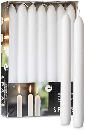 Tribello White Candle Sticks, 14 Pack, 9 Inch Tall White Taper Candles by Tribello