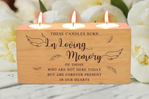 Sympathy Bereavement Gift for Loss of Loved One - Memorial Candle Holders - Handcrafted Wooden Keepsake with Poem - Condolence for Loss of Mother, Father (in Loving) - Image 2