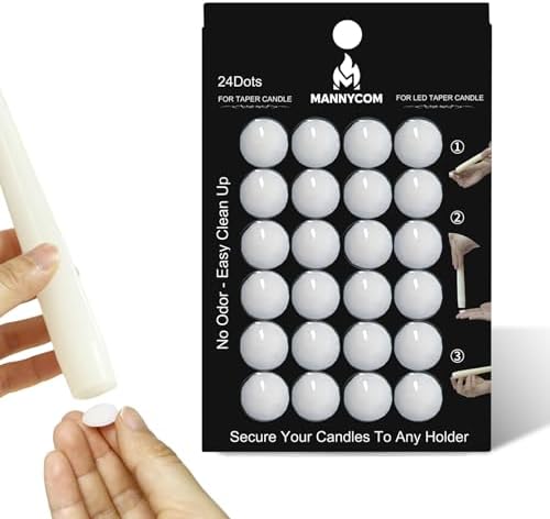 Taper Candle Sticky Dots - 24pcs Spiral Candle Sticky Dots Candles Adapter Soft Wax Candle Holder Accessories for Secure Candle Placement - White by MANNYCOM