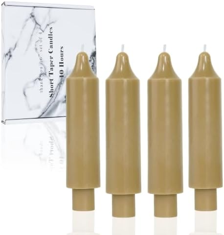 Sahara Beige Short Taper Candle 6 Inch Unscented Dripless Candlesticks,Up to 10-Hour Burn,Perfect for Fall Harvest Halloween Thanksgiving Dinners Parties and Home Décor,Set of 4 by LPUSA