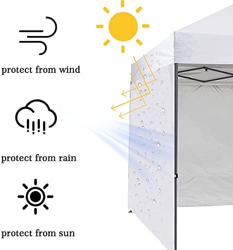 Canopy Sunwall Sidewall Gazebos Tent Waterproof for 8x8ft Pop up Canopy Straight Leg Gazebos Outdoor Instant Canopies 1 Pcs White Canopy Sidewall Only - Image 6