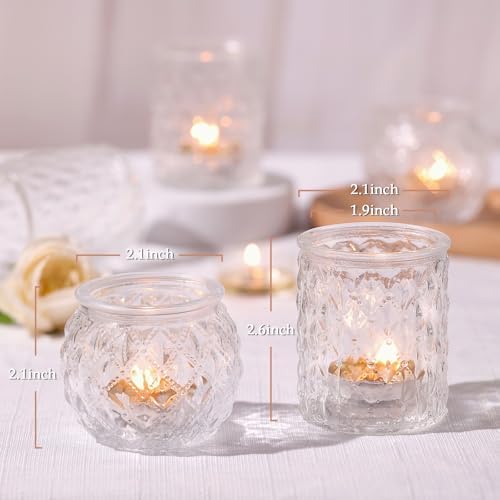 NITIME 12Pcs Assorted Votive Candle Holders for Wedding Centerpiece, Clear Tea Light Candle Holders, Glass Candle Holder for Table Centerpiece, Home and Party Decorations - Image 2