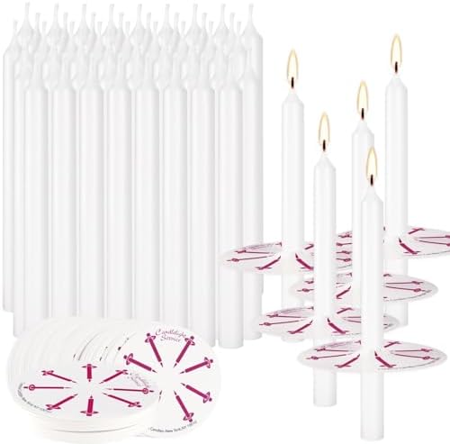 150 Pack Church Candles Bulk – 5 Inch Unscented White Taper Candles with Drip Protectors, Smokeless Prayer Candles for Vigil, Memorial Services, Shabbat, and Religious Ceremonies - Image 2