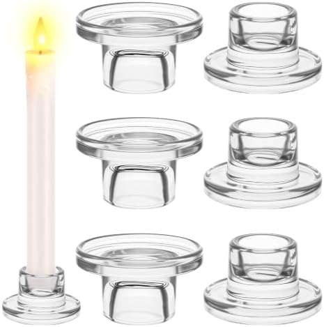 6 Pcs Glass Taper Candle Holders Candlestick Holders by Ovveroche
