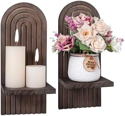 Yorkmills Sconces Wall Decor Set of 2, Wall Candle Holder Brown Wall Art by Yorkmills