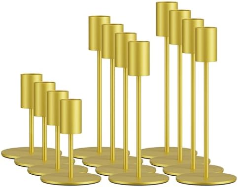 zeochyni Set of 12 Gold Taper Candle Holder Bulks for Wedding, Party Decor by zeochyni