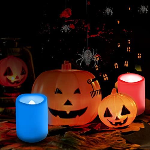 6 PCS Color Changing Remote Flameless Flickering LED Timer Votive Candles/Colored Battery Operated Tea Light Fake Candle for Outdoor Halloween Pumpkin Easter Christmas Decorations - Image 2