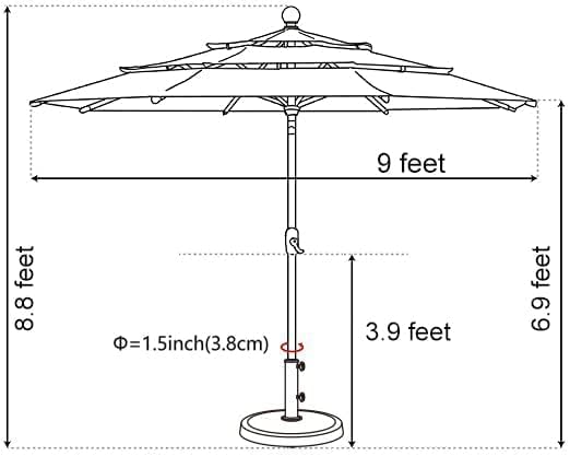 EliteShade USA 10-Year-Non-Fading 9ft 3-Tier Market Patio Umbrella, Commercial Grade Outdoor Table Umbrella with Crank Open, Windproof & UPF 50+ UV Protection, Heavy Duty Ventilation for Garden, Deck, Pool, Backyard, Beach & Bistro, White