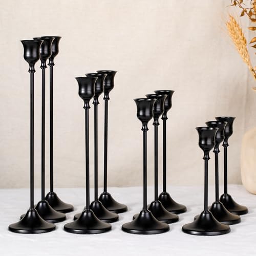 Candlestick Holders, Black Taper Candle Holders 12 Pack for Table Decor by sunnyfuture