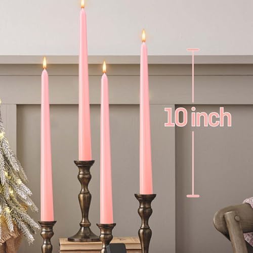 Hausware 36 Pack Taper Candles, 8 Hour Burn Time,Unscented Dripless and Smokeless, 10 inch Elegant Premium Quality Dinner Candle for Home Décor, Restaurant, Wedding, Party Candlesticks (Pink) - Image 4