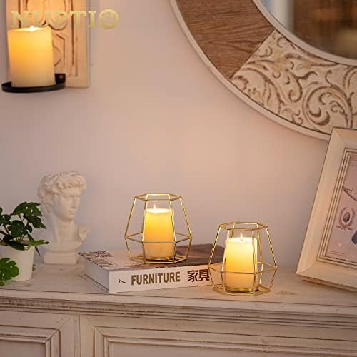 NUPTIO Gold Geometric Tealight Candle Holders, Set of 2 - Image 4