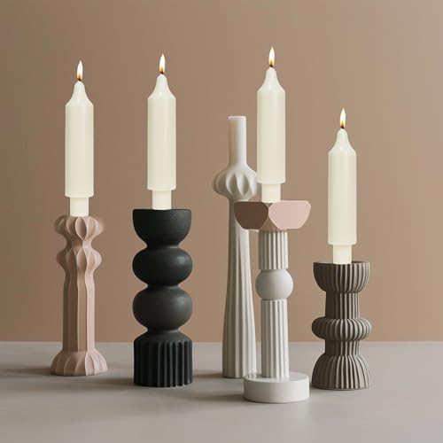 MAITREYA Ivory Short Taper Candle Candlesticks Dripless Dinner Candle for Wedding Party Decoration Home Dinner,6.5inch,4 Pack - Image 3