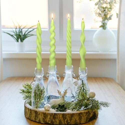 Nuanchu 4 Pcs Twisted Taper Candles,7.87 Inch,Pure,Sage Green - Image 5