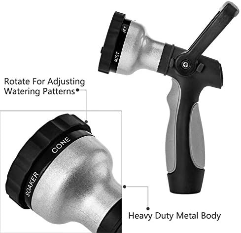 New Patent Garden Hose Nozzle, Heavy Duty Water Nozzle, High Pressure Fireman Style Nozzle with Ergonomic Handle to Water Lawn and Garden, Black - Image 4