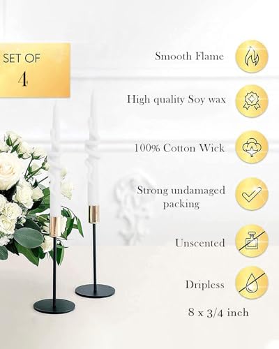 White Taper Candle Candlestick Snake Soy Candles Unscented Wedding Party Wax Unscented Dinner Candle Dripless,8 inch,Set of 4,Snake - Image 3