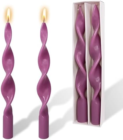 Unscented Spiral Candles Purple Candlesticks 10Inch Swirl Tapered Candle Handmade Colorful Twisted Candles for Home Décor Weddings by YUKCAXDLS
