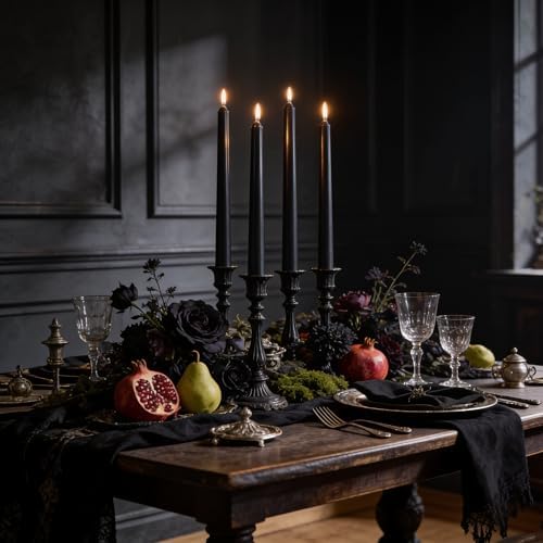 Viyffo Taper Candles, 10 Inch, 4 Pack, Velvet Matt Black – Unscented - Image 3