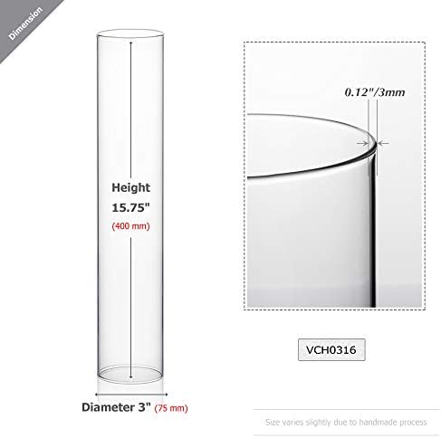 WGVI Clear Hurricane Candle Holder Sleeve, Wide 3", Height 16", 6 Pieces, Hurricane Vase, Glass Cylinder Open Ended Chimney Shade Tube For Pillar and Tapered Candleholder, Flame Cover. - Image 2